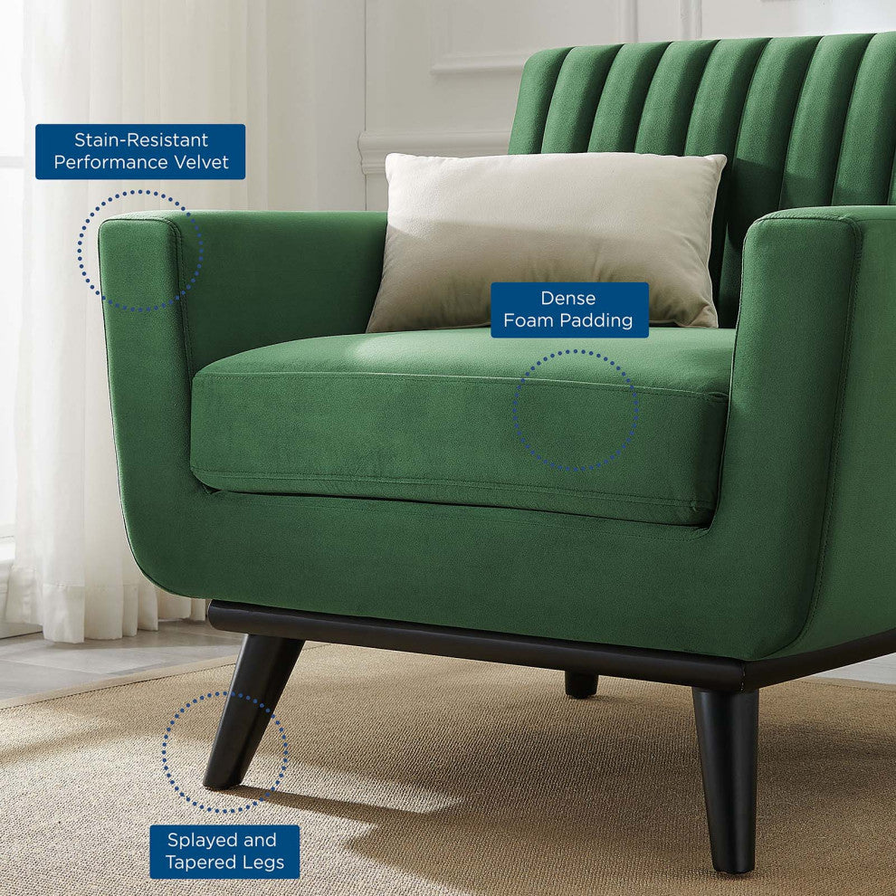Tufted Armchair Accent Chair, Velvet, Green, Modern, Living Lounge Hospitality