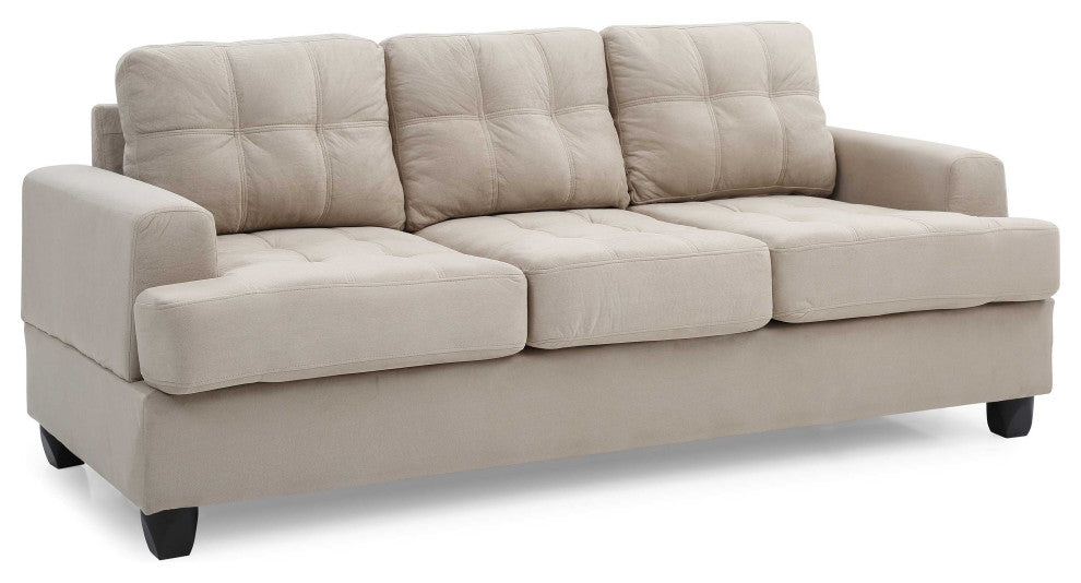 Sandridge 79 in. W Flared Arm Microfiber Straight Sofa, Vanilla