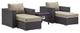 Convene 5 Piece Set Outdoor Patio with Fire Pit Espresso Beige