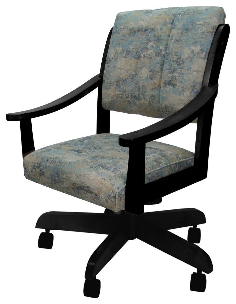 Swivel Wood Dining Caster Chair with Wheels - Casa, Poet Sky and Black