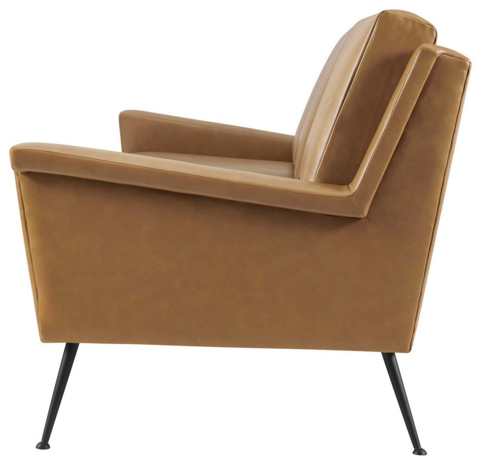 Sofa, Faux Vegan Leather, Black Tan, Modern, Living Lounge Hotel Hospitality