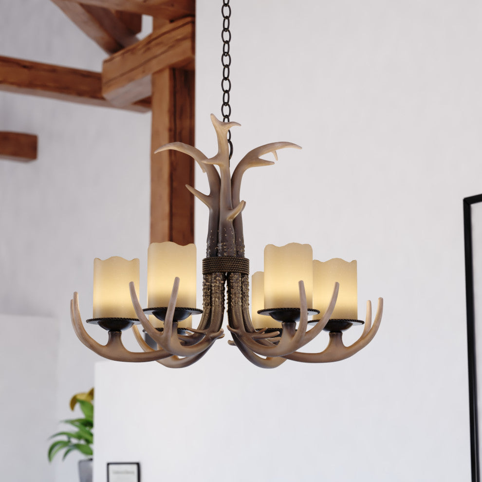 Yoho 6-Light Antler Chandelier Black Walnut
