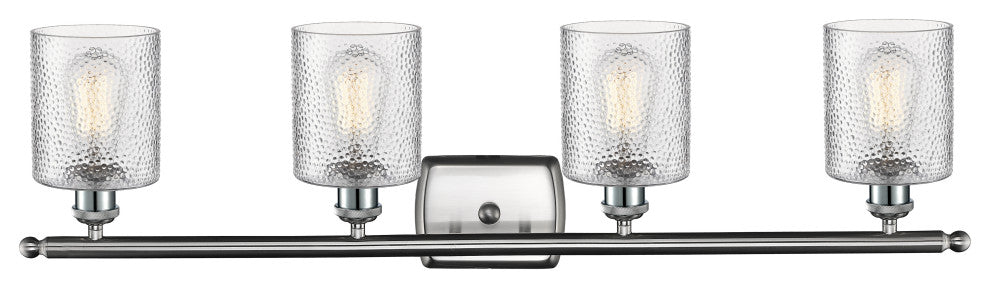 Cobbleskill 4-Light Bath Fixture, Clear Ripple Glass, Satin Brush Nickel