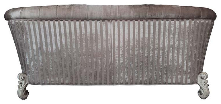 Acme Versailles Sofa With 7 Pillows Ivory Fabric and Bone White Finish