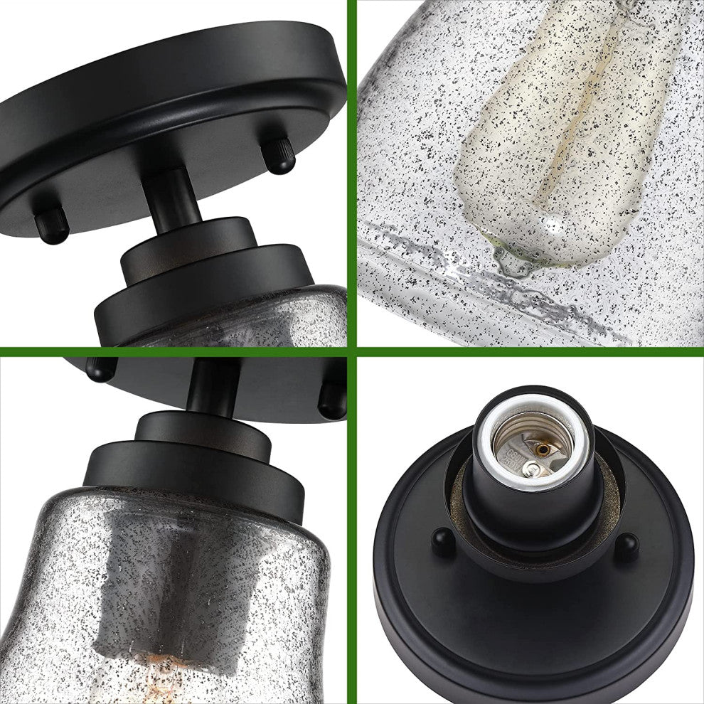 Mini Seeded Glass Ceiling Light, Black, Vintage