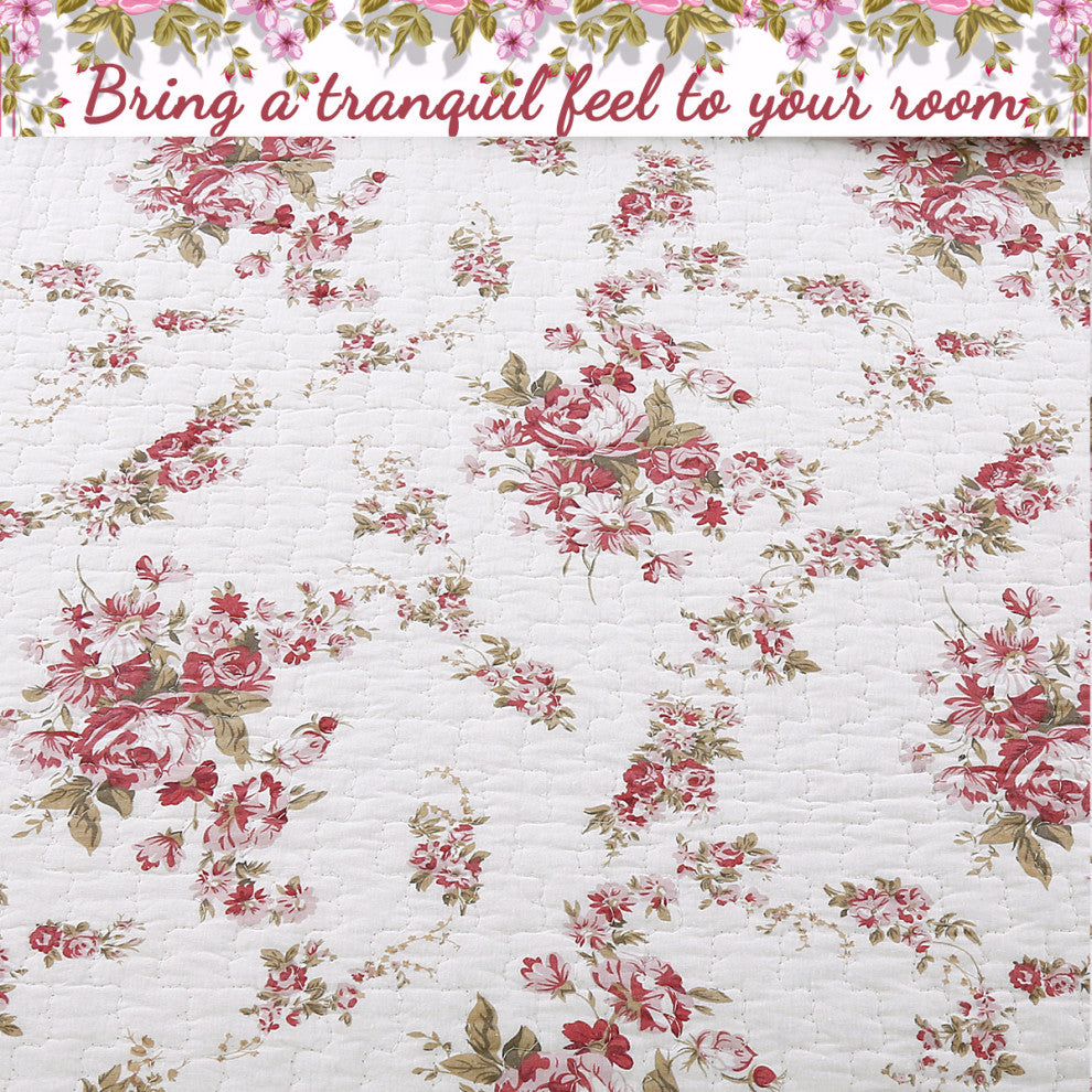 Chic Vintage Rose 100% Cotton Quilted Throw