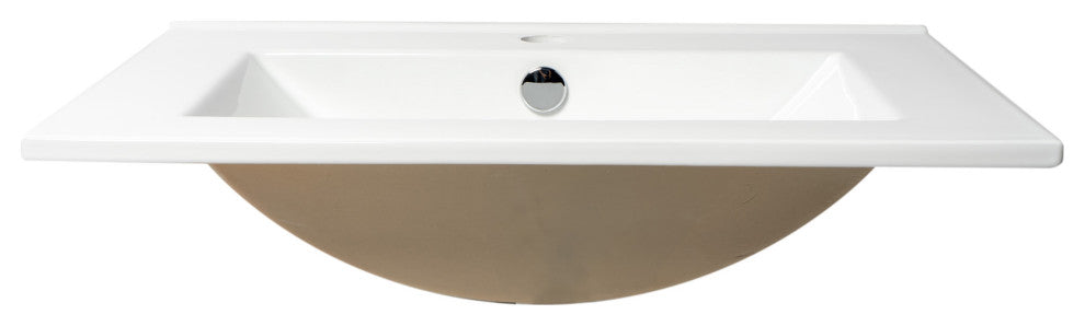 Alfi Brand Abc803 White 25" Rectangular Drop In Ceramic Sink With Faucet Hole