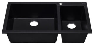 ALFI AB3319DI-BLA Black 34" Double Bowl Drop In Granite Composite Kitchen Sink