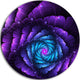 Purple Fractal Flower In Dark, Floral Abstract Disc Metal Wall Art, 23"