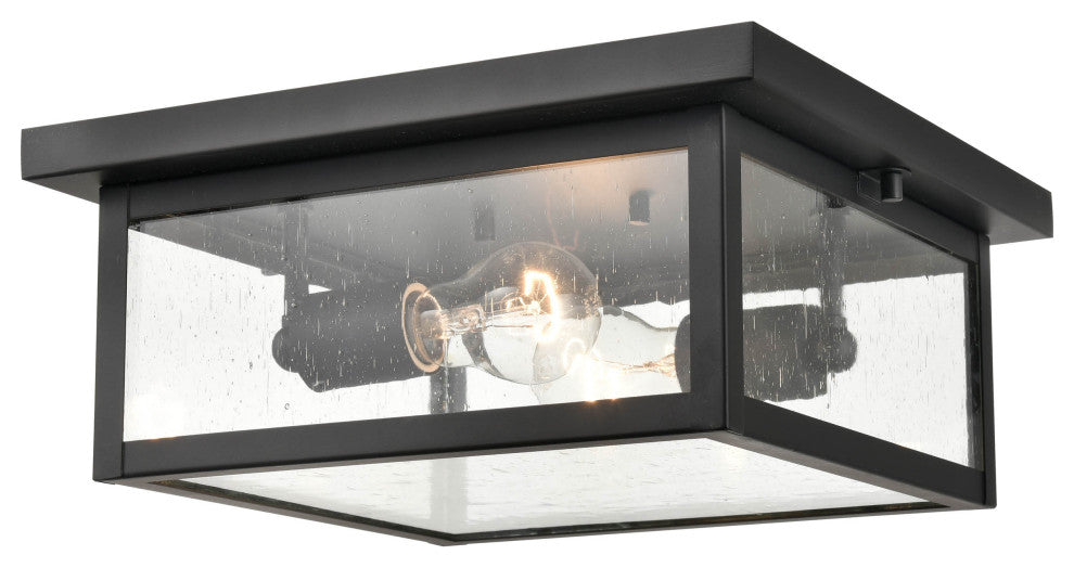 2 Light 12 in. Powder Coat Black Outdoor