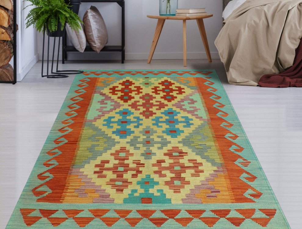Sangat Kilim Shirley Rust/Blue Rug, 3'11x5'11