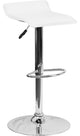 Contemporary White Vinyl Adjustable Barstool With Chrome Base