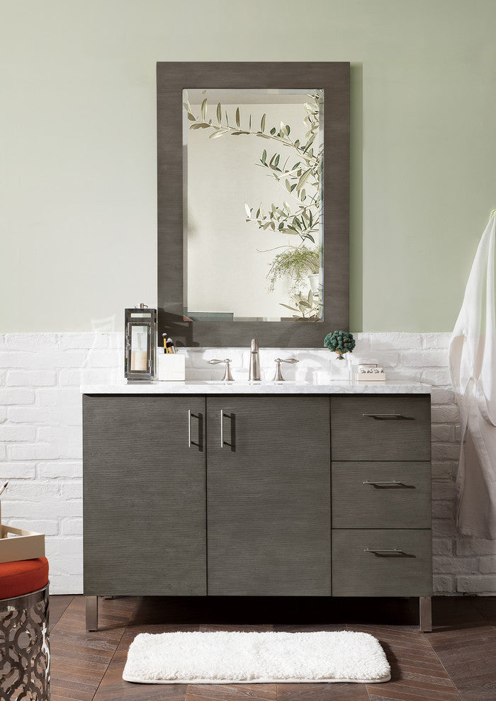 Metropolitan 48" Single Vanity, Silver Oak, No Top, Without Top