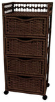 38" Natural Fiber Chest of Drawers on Wheels, Mocha