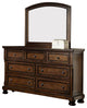 Homelegance Cumberland 7-Drawer Dresser With Mirror, Medium Brown