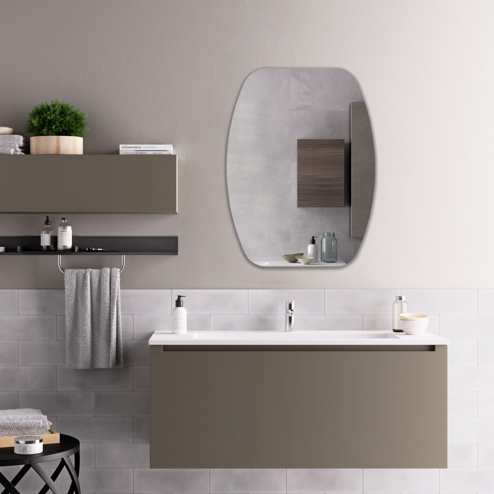 CHLOE's Reflection Verical/Horizontal Hanging Squared-Oval Frameless Wall Mirror