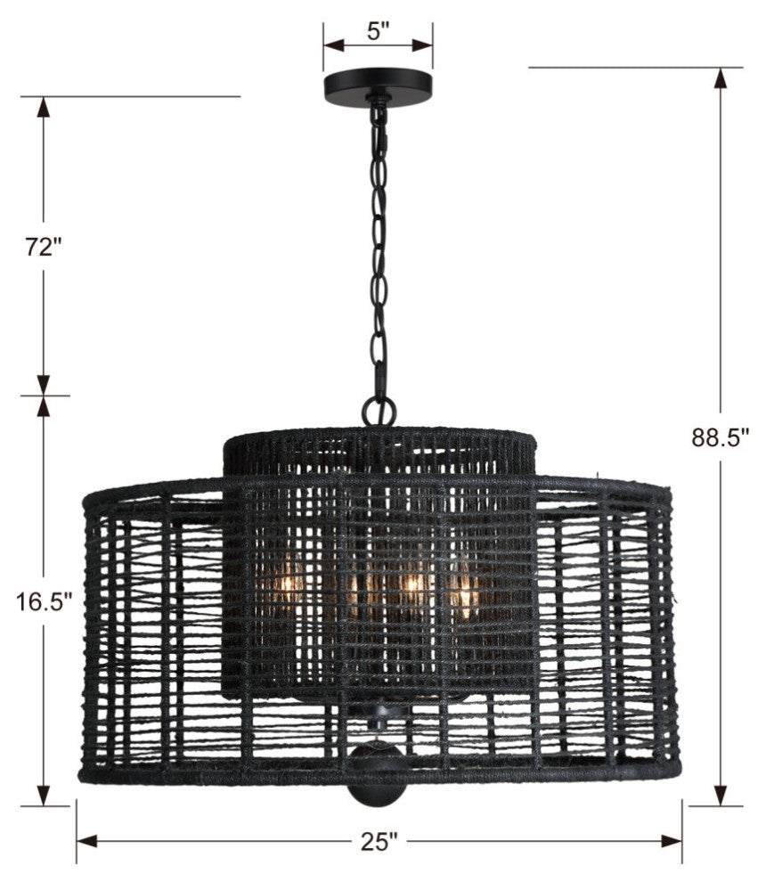 Jayna 4 Light Matte Black Chandelier
