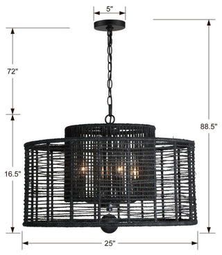 Jayna 4 Light Matte Black Chandelier