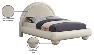 Madrid Upholstered Bed, Cream, Queen, Velvet