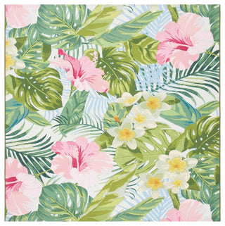 Safavieh Barbados Collection Indoor-Outdoor, BAR516 Rug, Green/Pink, 8' Square