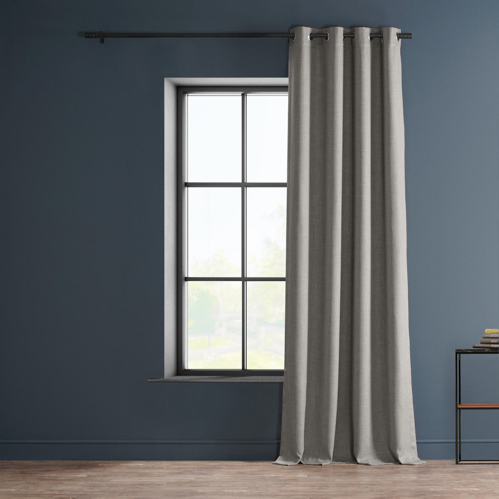 Faux Linen Grommet Room Darkening Curtain Single Panel, Clay, 50"x84"