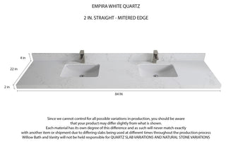 Madison Teak 84 Double Sink Bath Vanity in Light Natural 2" Empira Quartz