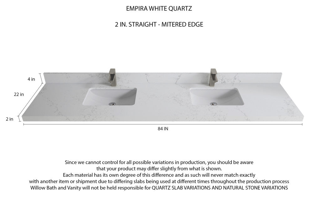 Madison Teak 84 Double Sink Bath Vanity in Light Natural 2" Empira Quartz