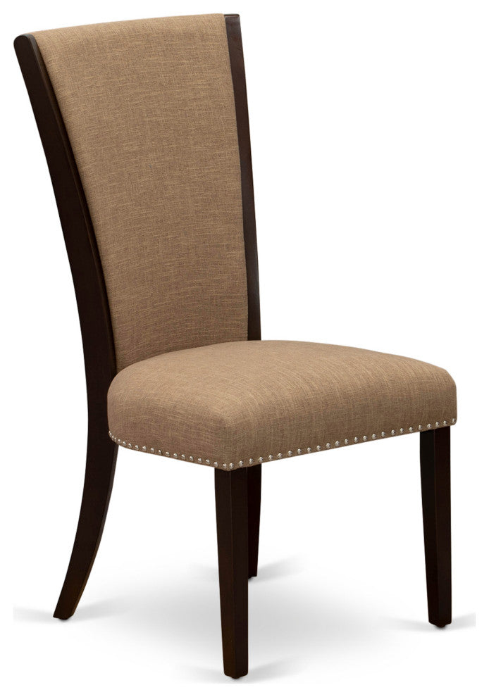 A Dining Set Of 2 Parson Chairs, 12" Butterfly Leaf Rectangle Table, Mahogany