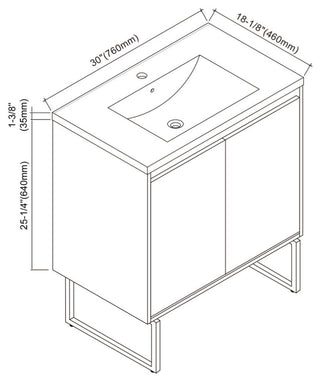 Dello 30" Single Bathroom Vanity Set With Rectangle Legs, Black