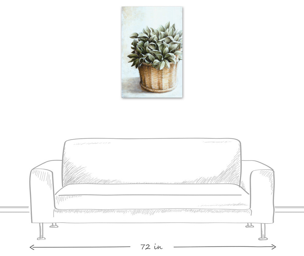Greenery, Basket Painting 20x30 Canvas Wall Art