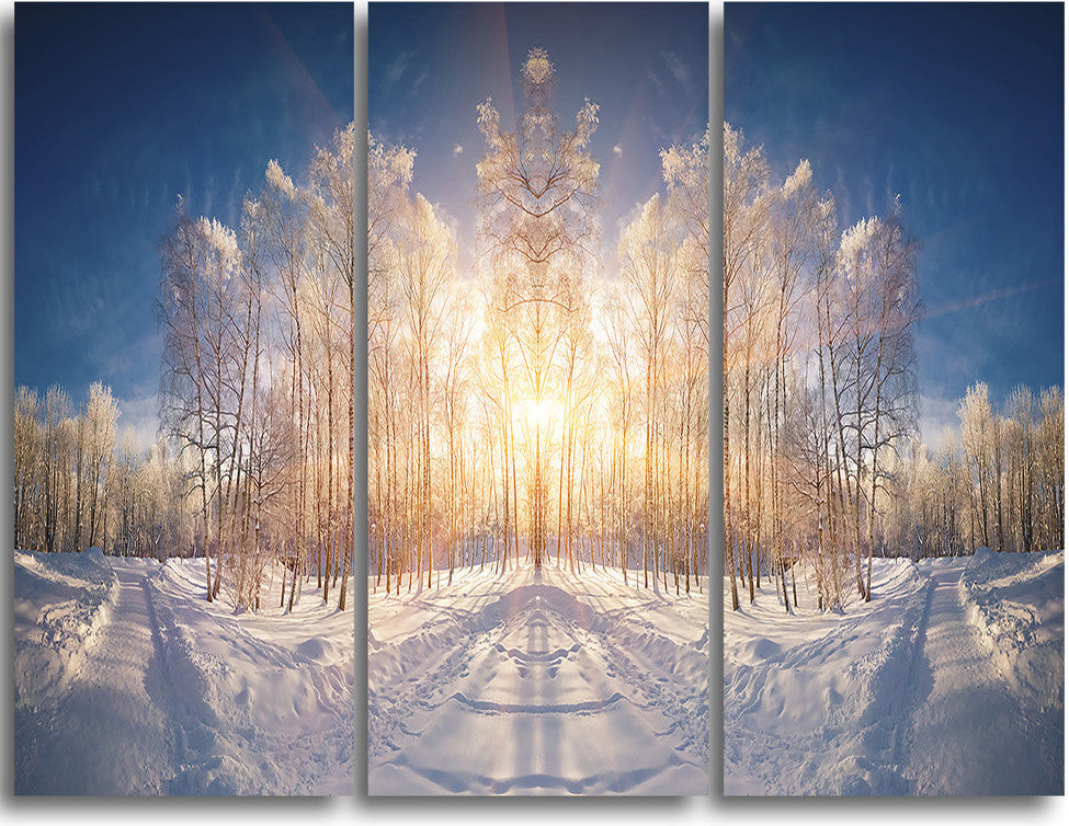 "Horizontally Flipped Winter Land" Metal Wall Art, 3 Panels, 36"x28"