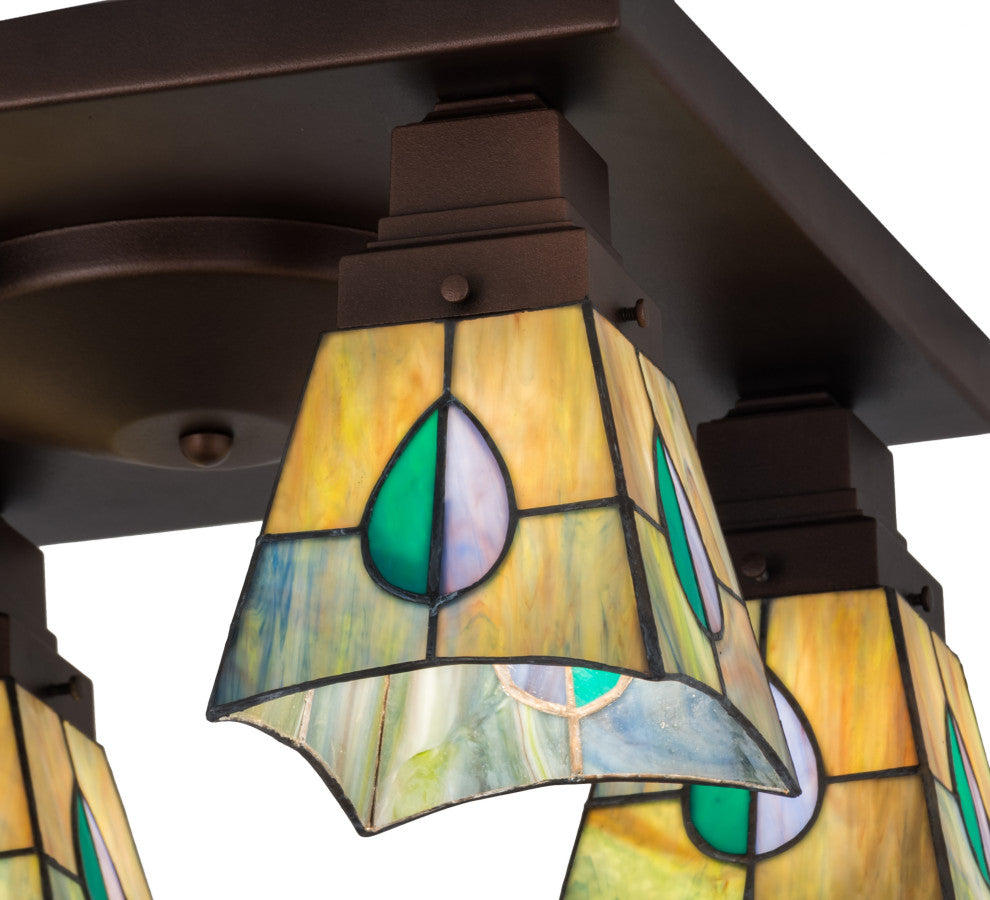 16 Square Mackintosh Leaf 4 Light Flushmount