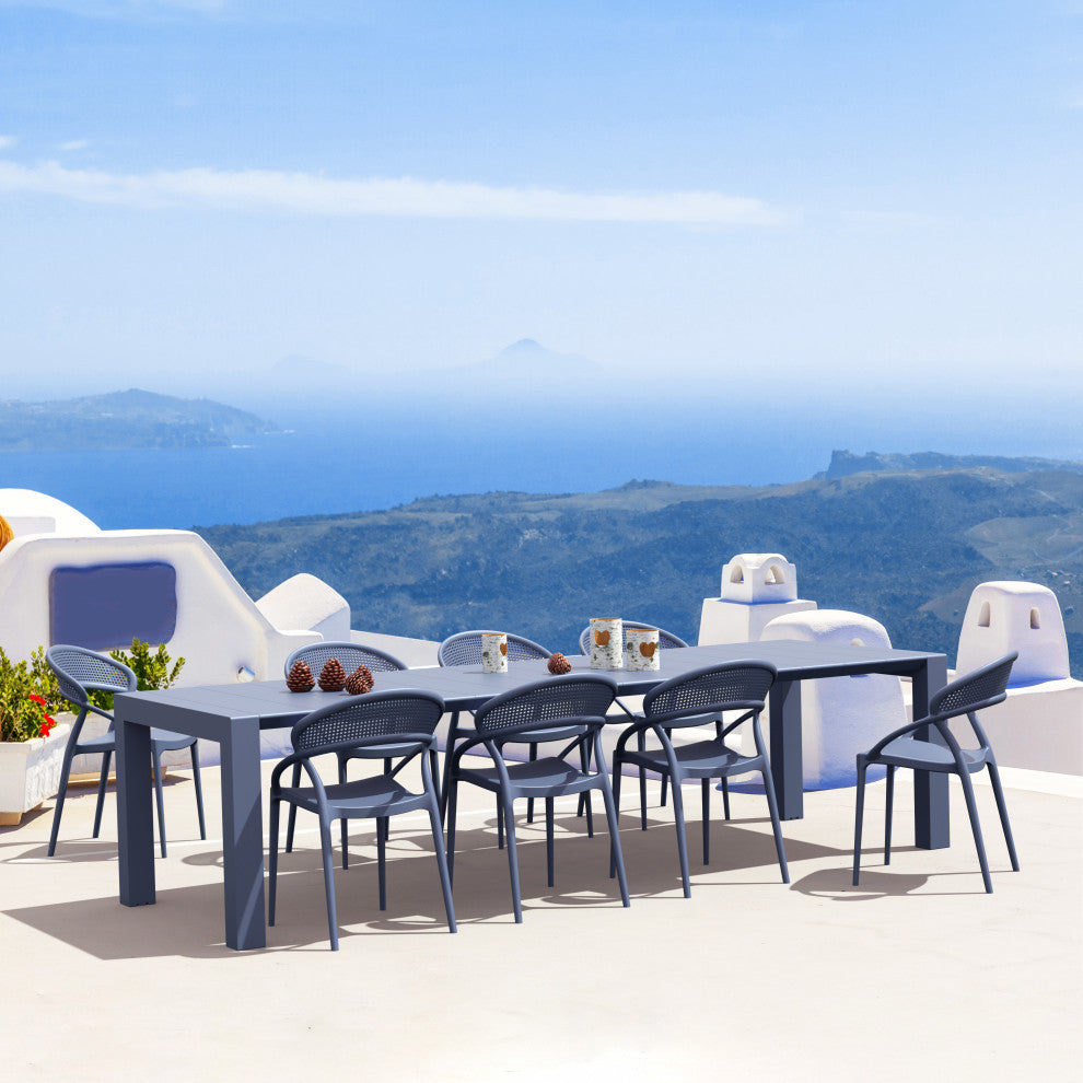 Sunset Extendable Dining Set 9-Piece Dark Gray