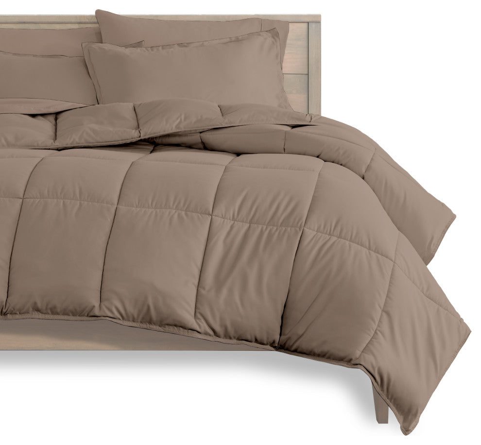 Bare Home 7-Piece Queen, King & Cal King Bed-in-a-Bag, Taupe, Taupe, King