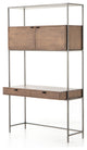 Trey Modular Wall Desk Auburn Poplar, Natural Iron, Black Leather