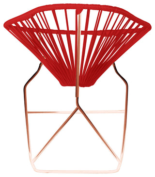 Acapulco Indoor/Outdoor Handmade Rocker, Red Weave, Copper Frame