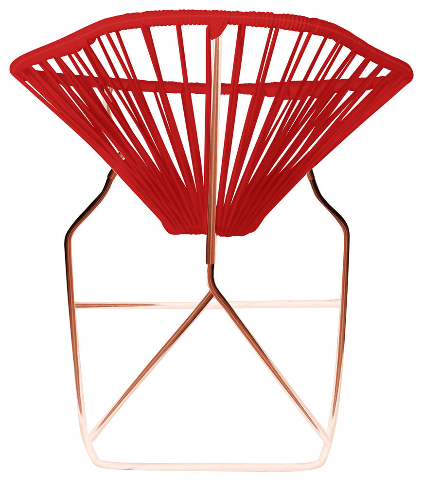 Acapulco Indoor/Outdoor Handmade Rocker, Red Weave, Copper Frame