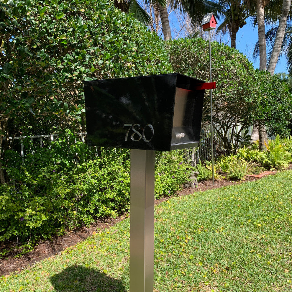 UpTown Box with Locking doors. Modern Pole Mounted Mailbox, Pole not included.,