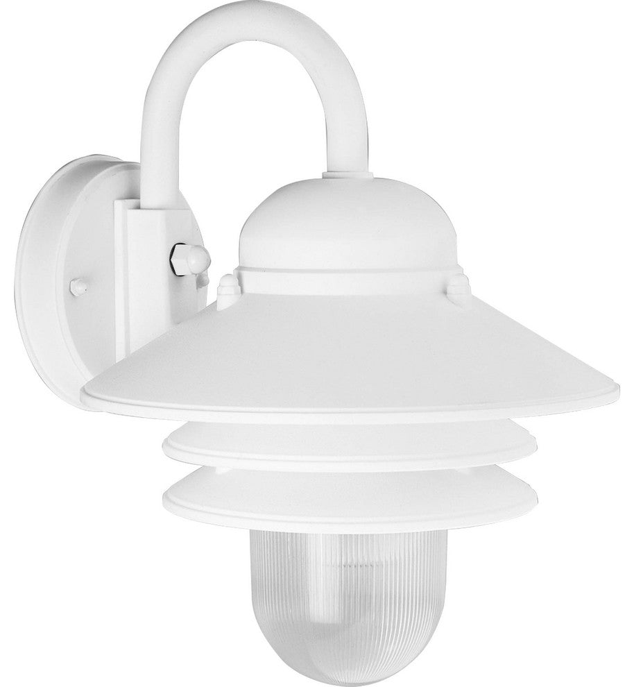 Progress Lighting 1-Light Wall Lantern With Clear Prismatic Acrylic, White