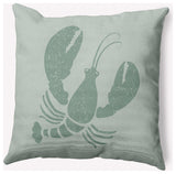 18x18" Lobster Nautical Decorative Indoor Pillow, Sage