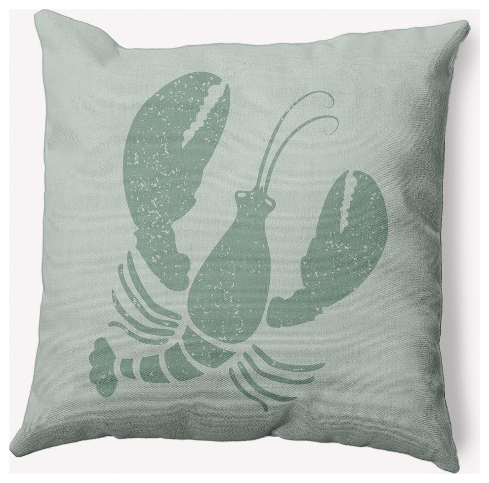 18x18" Lobster Nautical Decorative Indoor Pillow, Sage