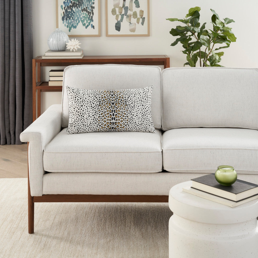 Mina Victory L3392 Throw Pillow, White/Black, 12" x 21"