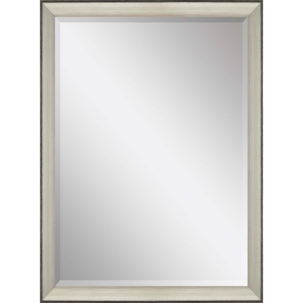 Framed Beveled Mirror, Metallic, 28"x40"