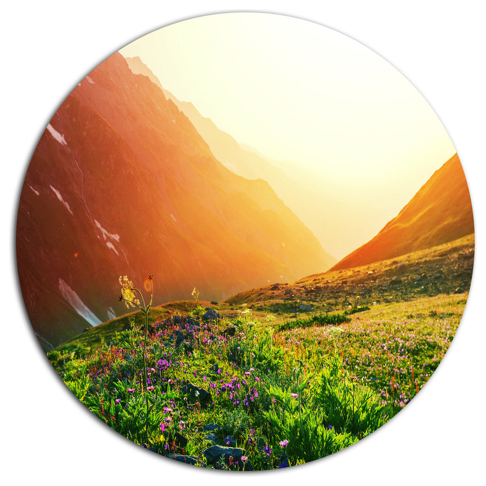 Beautiful Meadow On Sunny Day, Landscape Disc Metal Wall Art, 36"