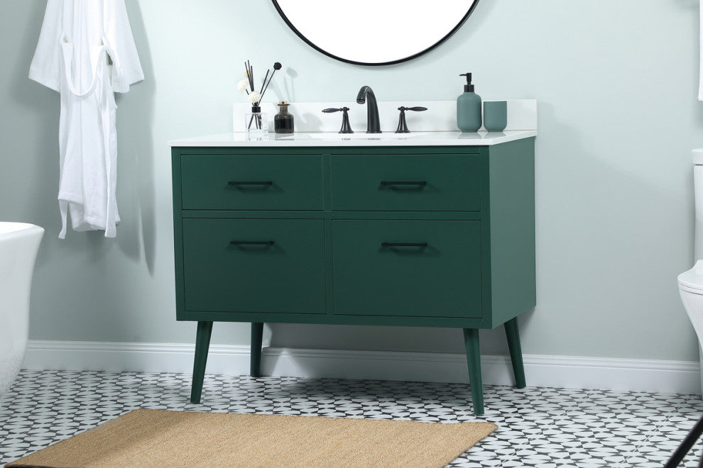 Home Living 42" Bathroom Vanity, Green With Backsplash