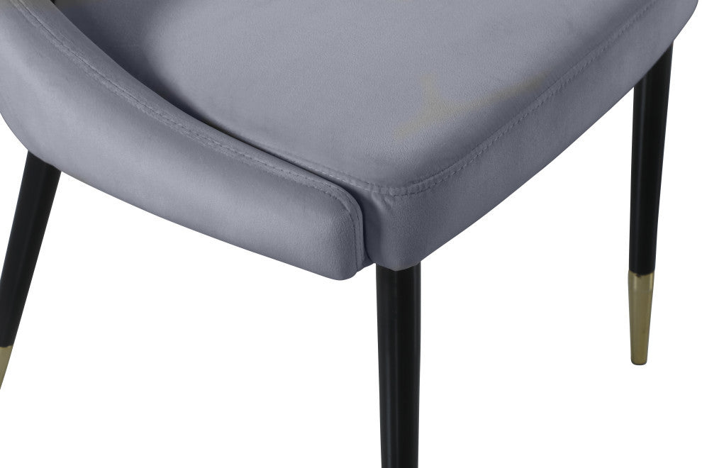 Sleek Velvet Upholstered Dining Chair (Set of 2), Gray