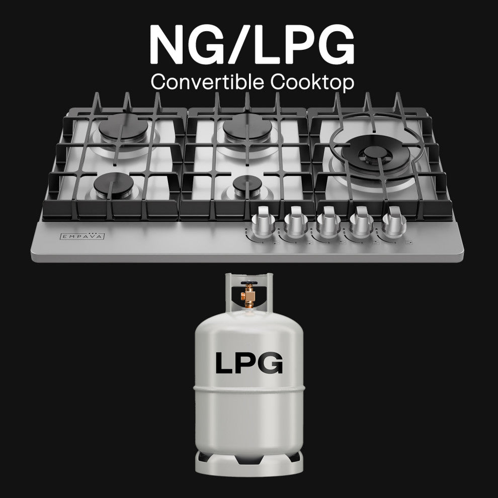 30-in Built-in Gas Cooktop with 5 Sealed Burners - LPG Convertible in Stainless
