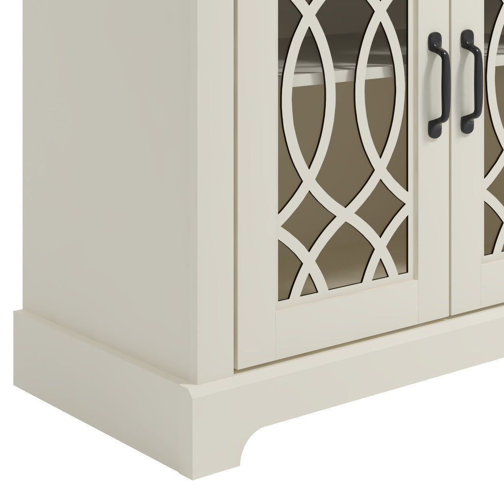 Raccon Black with Knotty Oak Accent Cabinet with 2 Doors, Ivory With Knotty Oak