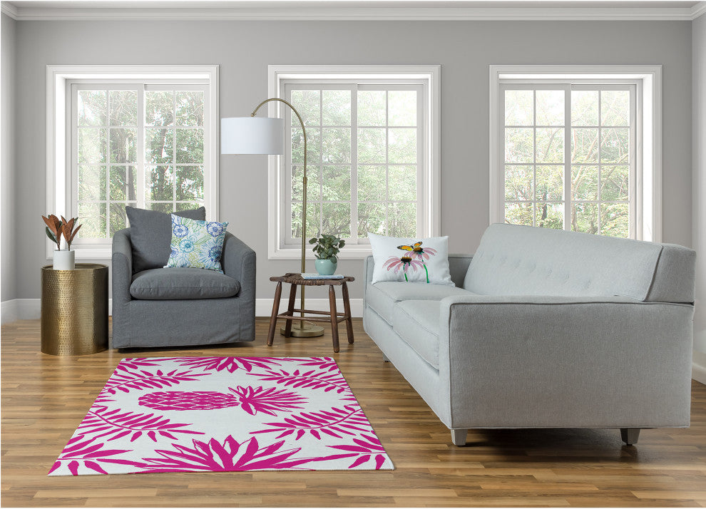 Pineapple Leaves Spring Chenille Rug, Orchid, 4'x6'