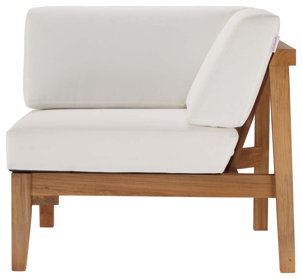 Lounge Sectional Sofa Chair Set, White Natural, Wood, Modern, Outdoor Patio